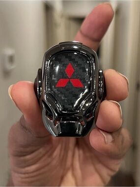 MITSUBISHI Black Car Auto Start Stop Push Button Engine Ignition Ring Cap Cover